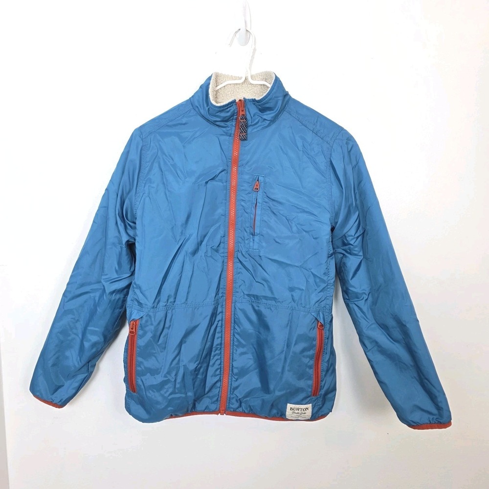 Burton Boy's Blue Fleece Lined Outdoor Ski Zip Up Mock Neck‎ Coat Size Large